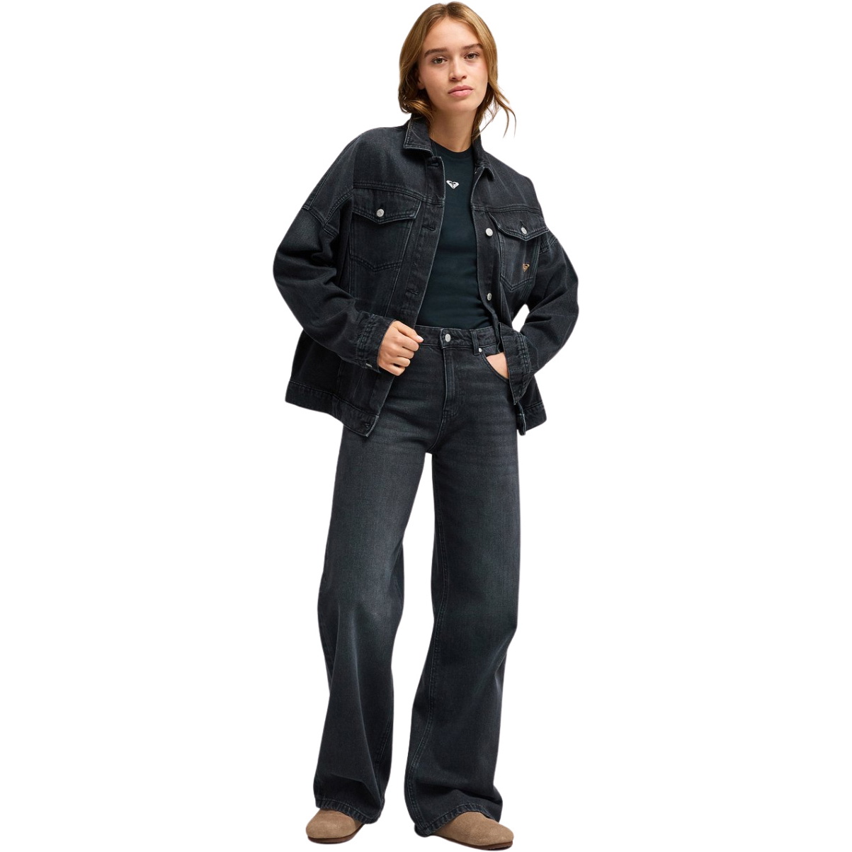 2026 Roxy Womens Salty Horizon Denim Jacket ERJJK03728 - Midnight Vintage